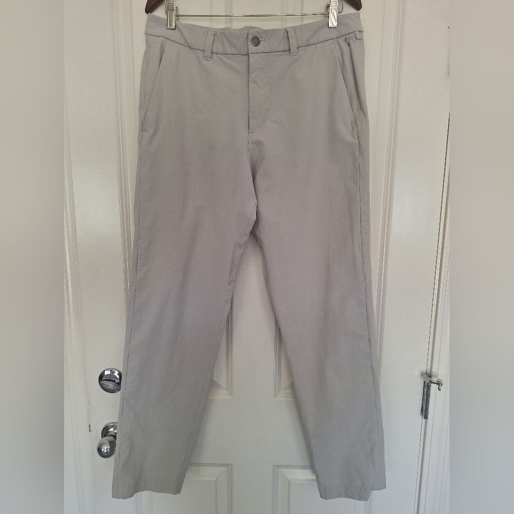 Lululemon Pant Slim Mens 34 Light Gray Chino Stretch Warpstreme